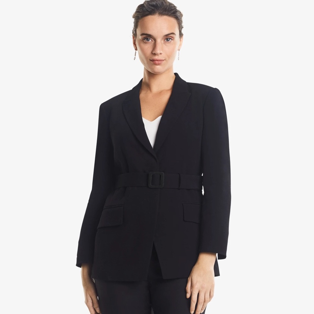 Mm Lafleur Babette Blazer - Crinkle Crepe - 4 - Black